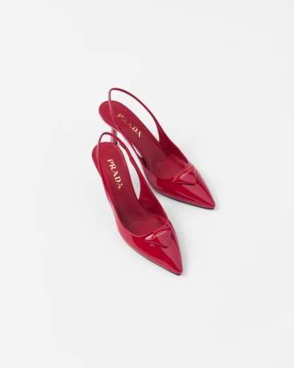 Patent leather slingback pumps